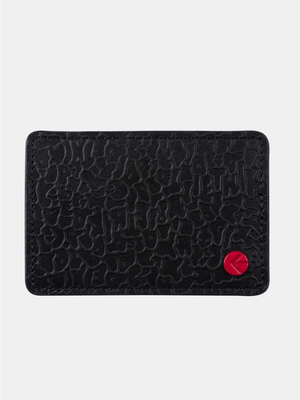 ETHIKA Black Textured 💯 Cow Hide Card Sleeve with Red Accent- NWT